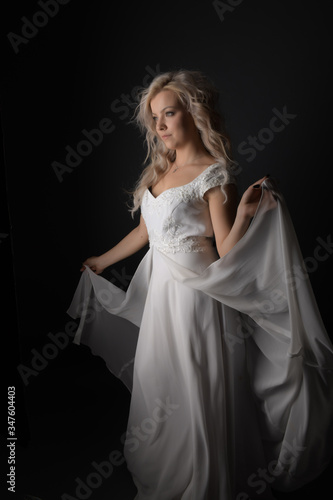 Beauty portrait of bride wearing fashion wedding dress