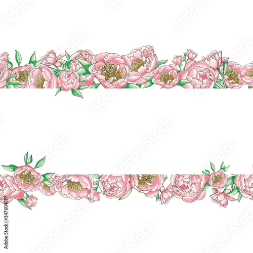 floral frame from the pink peons