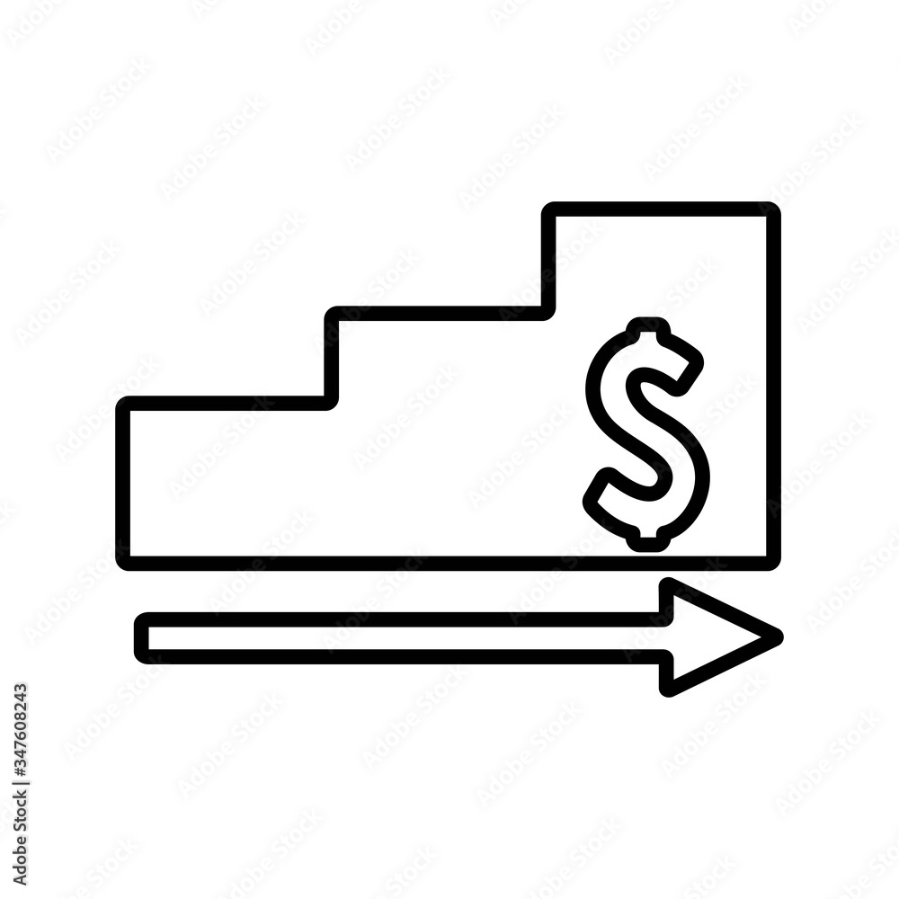 Dollar increase sign. Business profit up, economic growth symbol. Flat icon design. Dollar increase sign. Business profit up, economic growth symbol. Flat icon design.