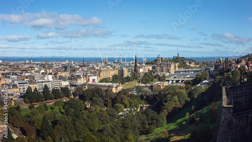 Top view of the city of Edinburgh. Princes Street. Scotland, United Kingdom