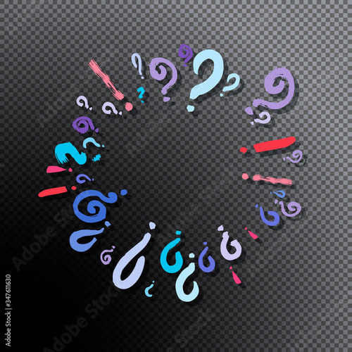 Pattern frame cartoon questions, exclamation marks