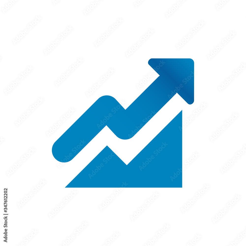 blue graph up icon. success symbol. Flat Vector illustration blue graph up icon. success symbol. Flat Vector illustration