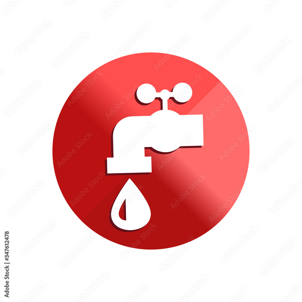 faucet icon flat design on red circle. Healthcare and Medical concept faucet icon flat design on red circle. Healthcare and Medical concept