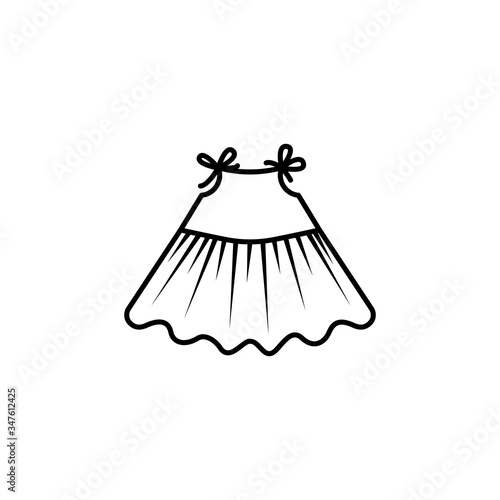 baby girl dress line illustration icon on white background