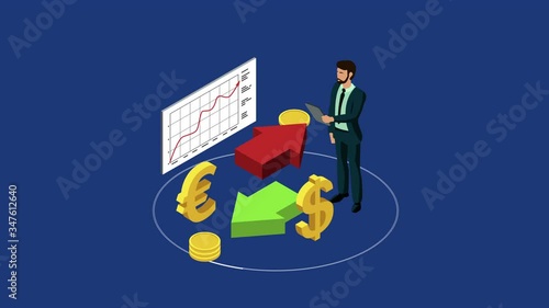 Currency Exchange an isometric concept video