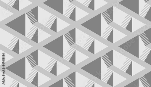 Seamless pattern with stairs making an optical illusion. Geometry texture repeat background.