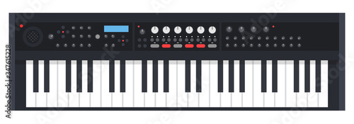 Synthesizer electronic keyboard musical instrument Musician vector icon flat isolated illustration.