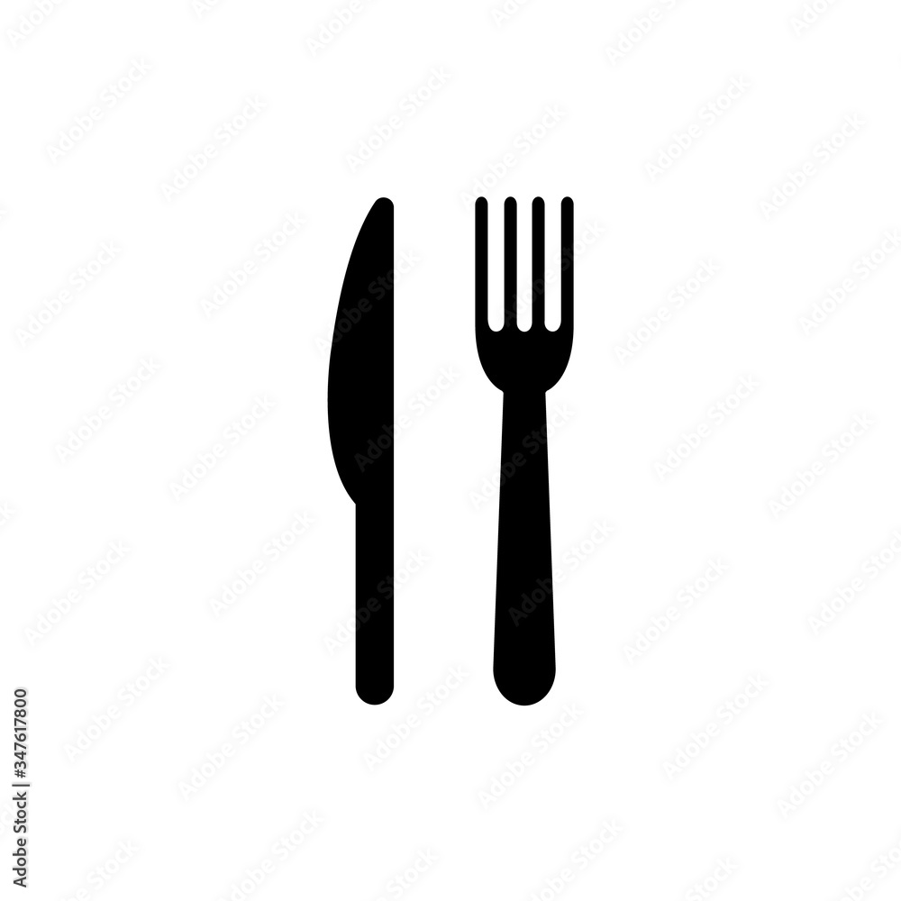 Fork and knife icon, logo isolated on white background Fork and knife icon, logo isolated on white background