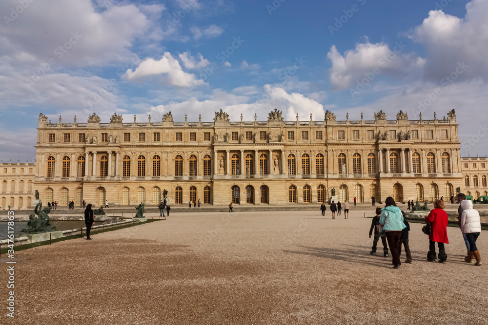 The rear facade of the palace of Versailles
