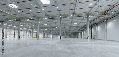 industrial hall background - warehouse space photo