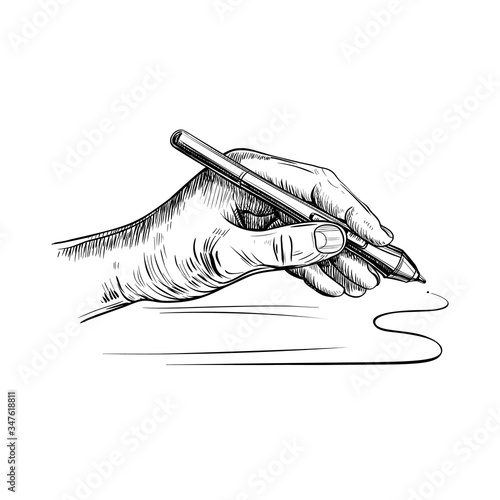 Left hand holds the stylus for drawing