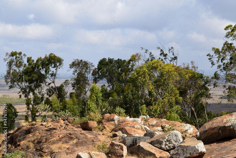 Scenic mountain landscapes against sky in rural Kenya