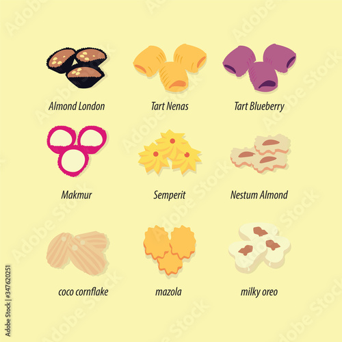 vector illustration of hari raya cookies (BISKUT RAYA)