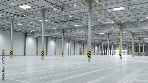 Obraz na płótnie Wide shot of industrial hall empty and clean w salonie