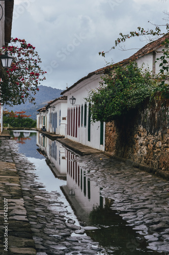colored streets of paraty colonial village in rio de Janeiro Brazil photo