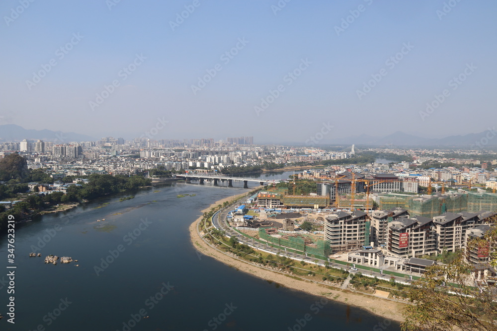 Paysage urbain et rivière Li à Guilin, Chine