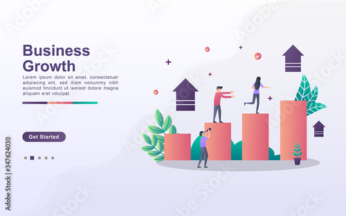 Landing page template of business growth in gradient effect style