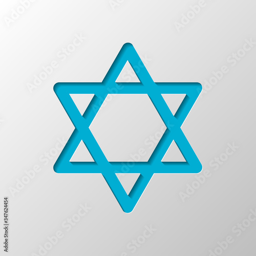Star of david, simple icon. Paper design. Cutted symbol with sha