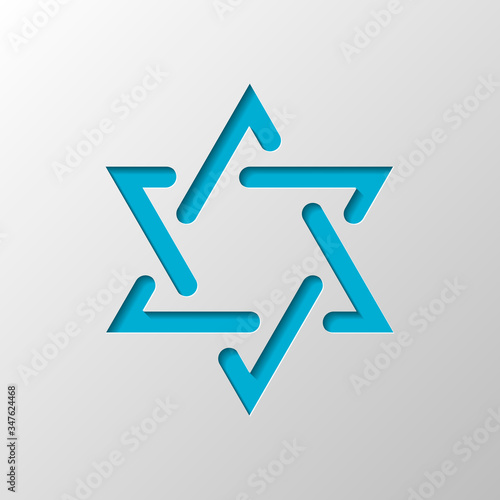 Star of david, simple icon. Paper design. Cutted symbol with sha