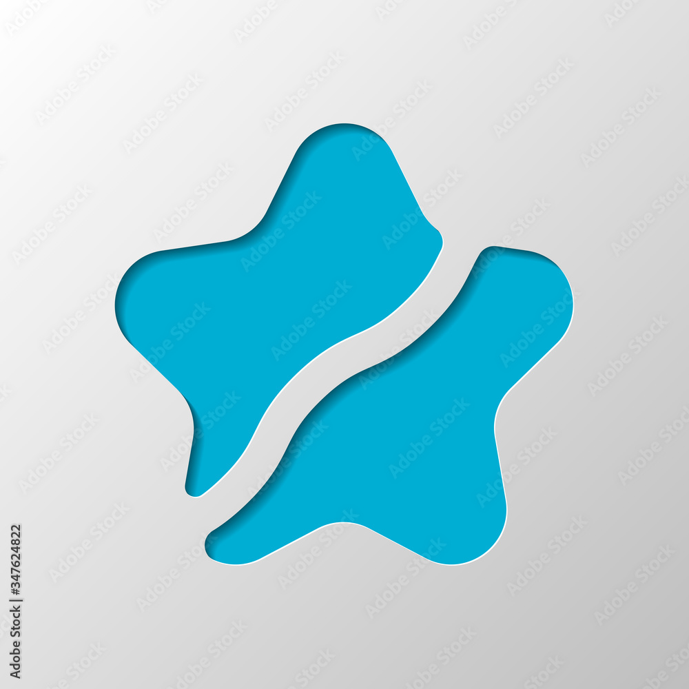 Broken star icon. Canceled rate, not favourite, unlike. Paper design. Cutted symbol with shadow Broken star icon. Canceled rate, not favourite, unlike. Paper design. Cutted symbol with shadow