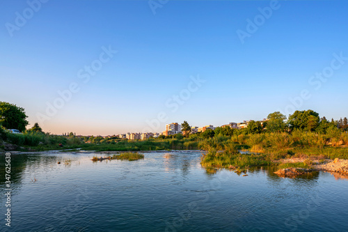 the sunset view of the river named bogacay in Konyaalti, Antalya