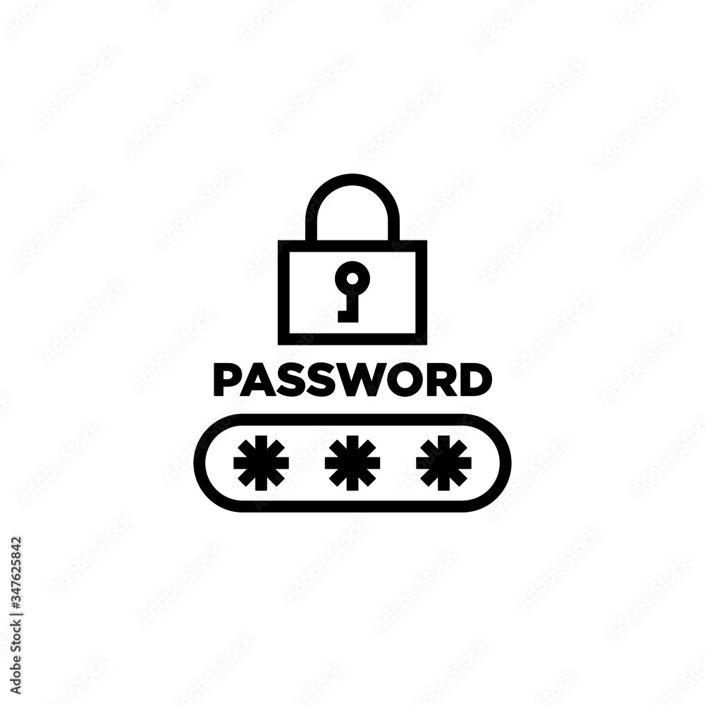 Password icon with settings sign in lineart style on white background, Protection lock icon and customize, setup, manage, process symbol Password icon with settings sign in lineart style on white background, Protection lock icon and customize, setup, manage, process symbol
