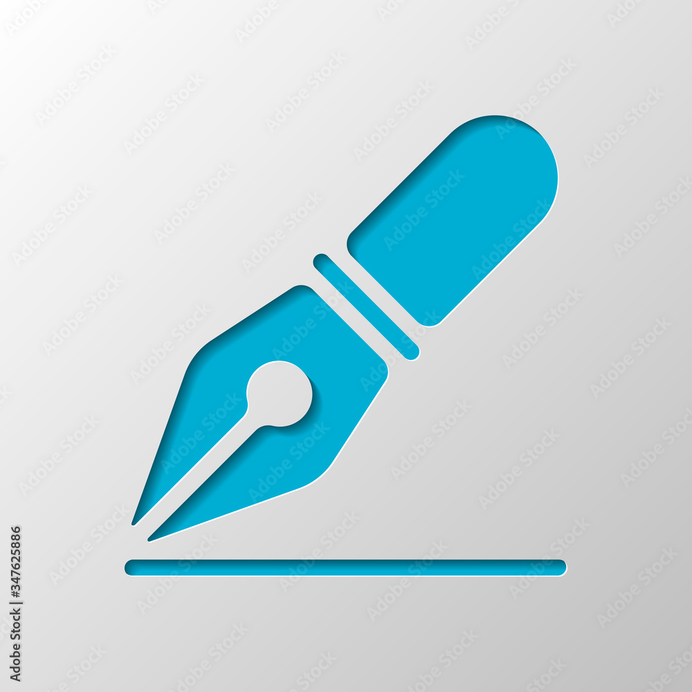 ink pen, simple icon. Paper design. Cutted symbol with shadow ink pen, simple icon. Paper design. Cutted symbol with shadow