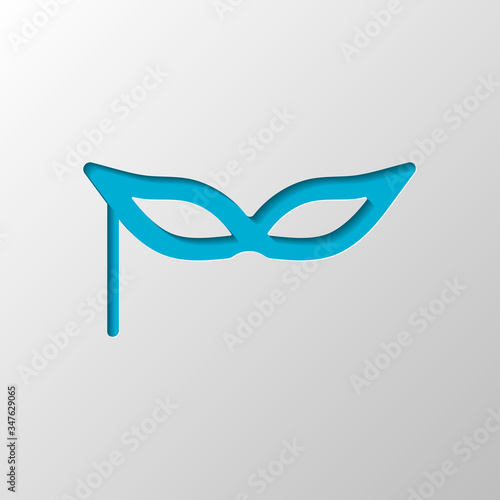 Carnival mask, incognito at the masquerade. Paper design. Cutted symbol with shadow