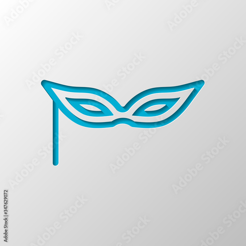 Carnival mask, incognito at the masquerade, linear style. Paper design. Cutted symbol with shadow