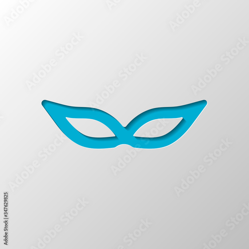 Masquerade mask, carnival or party. Paper design. Cutted symbol with shadow