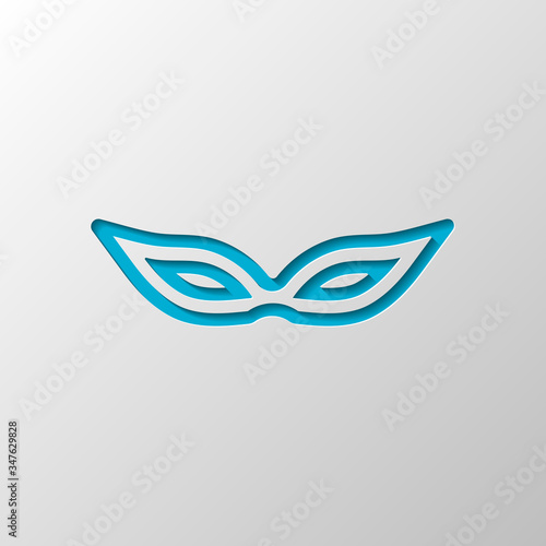 Masquerade mask, carnival or party, outline design. Paper design. Cutted symbol with shadow