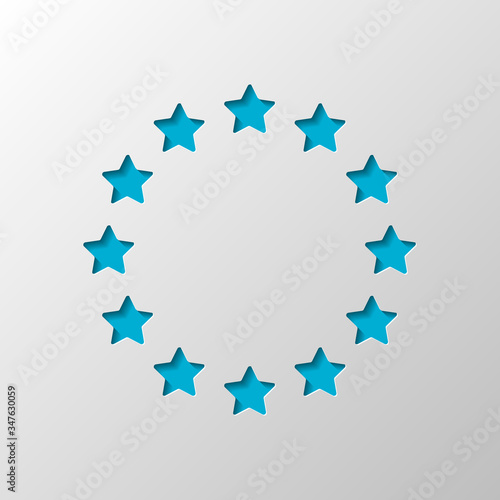 Fototapeta Naklejka Na Ścianę i Meble -  Stars circle, european union. Paper design. Cutted symbol with shadow