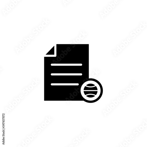 Document file global globe internet network page icon in black flaton white background, Vector icon photo