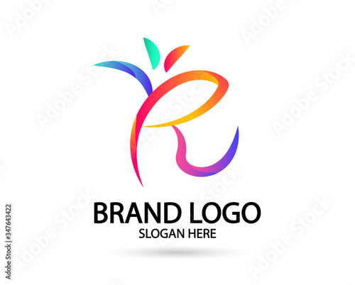 Luxury letter R logo template in Gradient color. Royal premium logo template vector