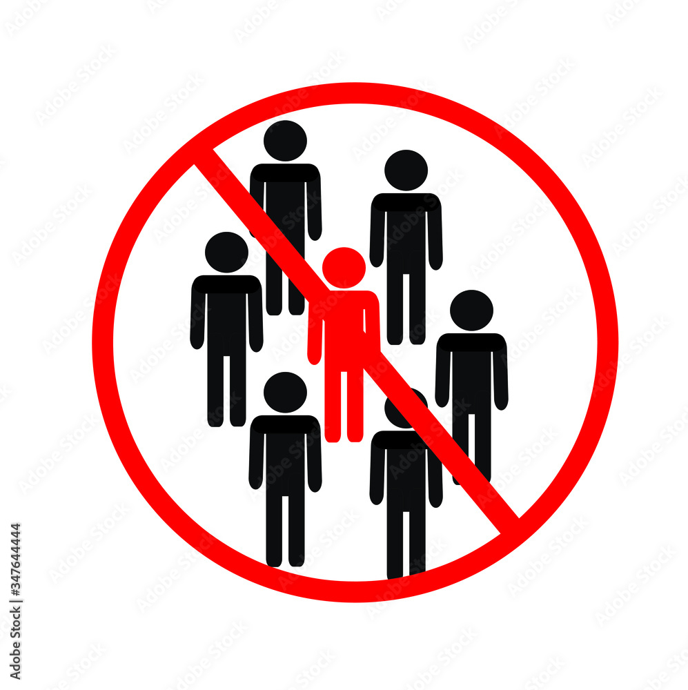 A sign forbidding large groups of people to gather. The possibility of getting infected. Prevention of coronavirus. Pandemic. A sign forbidding large groups of people to gather. The possibility of getting infected. Prevention of coronavirus. Pandemic.