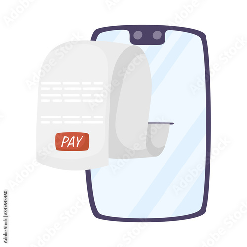 smartphone with receipt pay icon