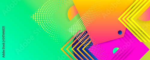 Wallpaper Mural Bright juicy colors background with geometric elements, lines and dots for text, universal design, banner concept Torontodigital.ca