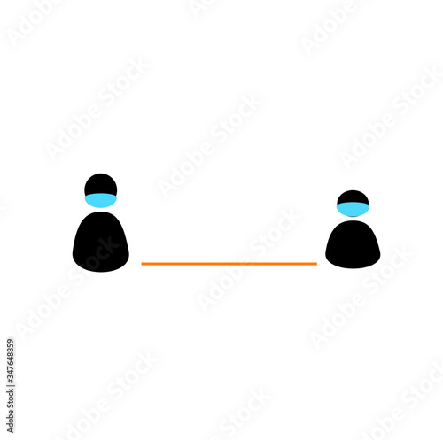 The icon of social distancing. Keep a distance of 1-2 meters.