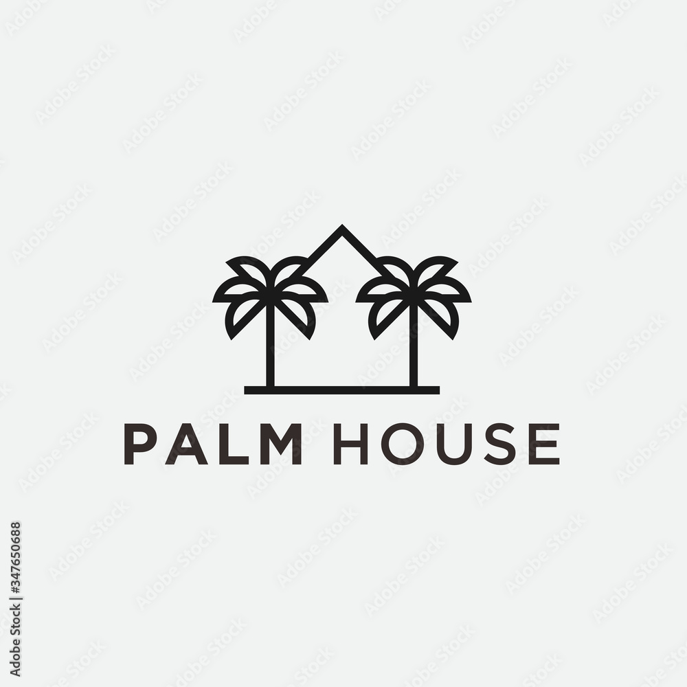palm home logo. vector house palm home logo. vector house
