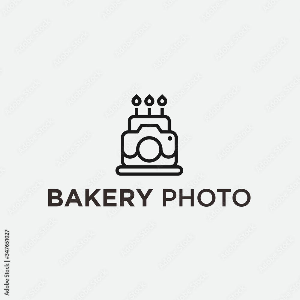 bread photography logo. camera logo. cake logo