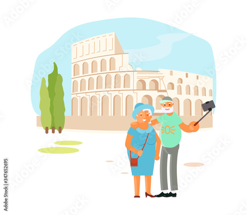Elderly couple are Taking Selfie Photo