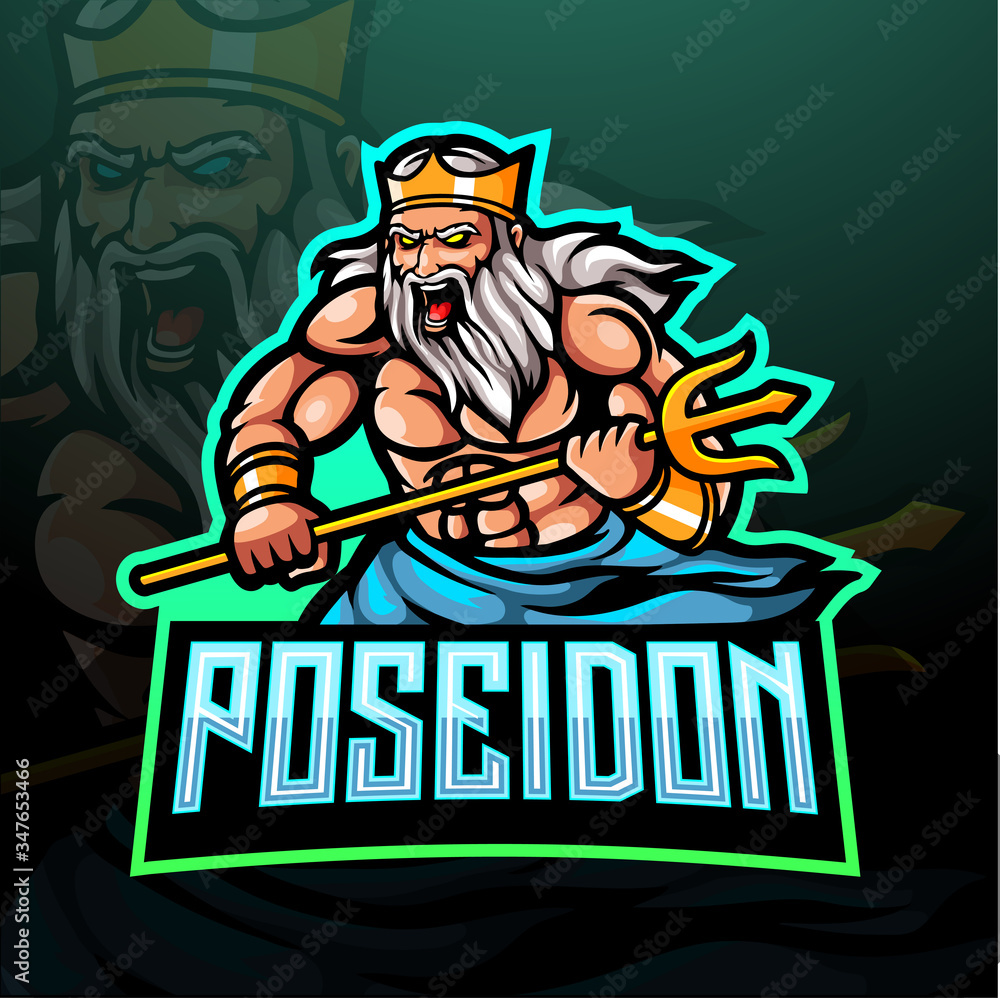 The lord of poseidon esport logo mascot design