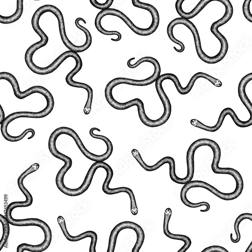 Ink love illustration silhouette snake pattern