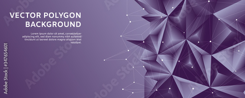 Abstract polygonal shapes of polygon line in violet and white gradient background