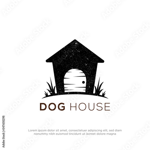 Rustic dog house logo inspiration, pet store logo design with vintage style