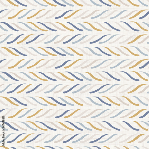Seamless french farmhouse wavy rope stripe pattern. Provence linen shabby chic style. Hand drawn rustic nautical texture background. Interior wallpaper summer home decor. Striped textile allover print
