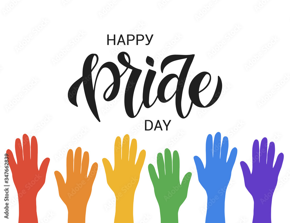 LGBT vector illustration. Happy Pride day hand drawn lettering. Concept for pride community. Festival slogan LGBT vector illustration. Happy Pride day hand drawn lettering. Concept for pride community. Festival slogan