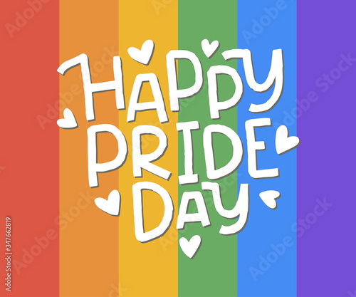 LGBT vector illustration. Happy Pride day hand drawn lettering. Concept for pride community.