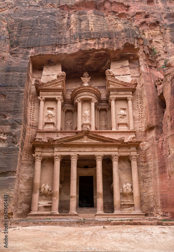 The main temple in Petra is an ancient majestic building of Al-Khazneh.