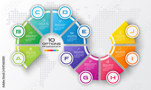 Timeline infographic template,Business concept with 10 options,Vector illustration.